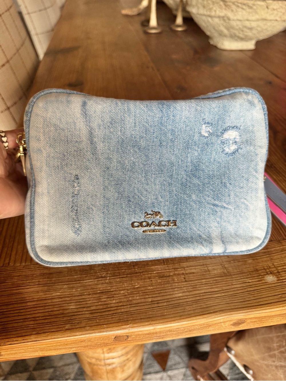 Coach Carey Crossbody Bag in Loved Denim Light Indigo CEK67 - Picture 4 of 14